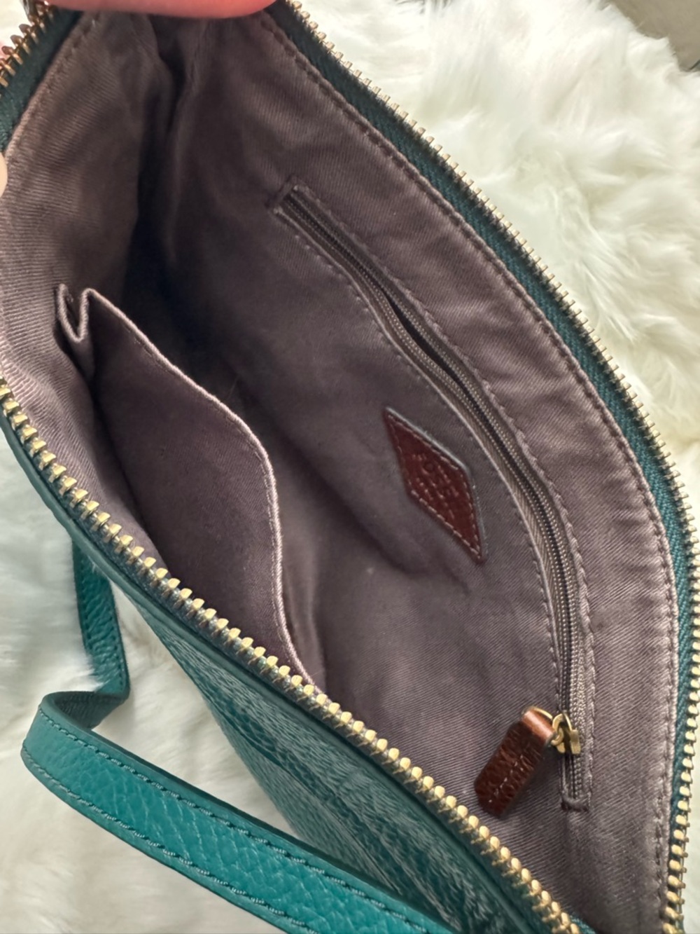 Fossil Sydney Teal Pebbled Leather Crossbody - Picture 4 of 8